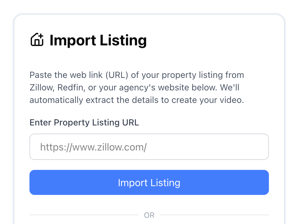 Screenshot of pasting a Zillow link into RemixAds